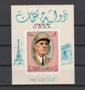 Oman State, 1972 issue. Charles de Gaulle, IMPERF s/sheet.    