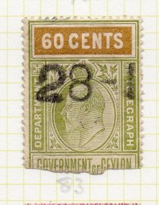 Ceylon 1906 Early Issue Fine Used 60c. Telegraph Stamps NW-211450