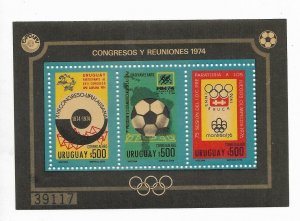 URUGUAY 1974 EVENTS AND CONVENTIONS UPU CONGRESS CENT SOCCER SOUVENIR SHEET MNH