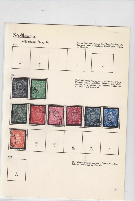 yugoslavia 1934 used stamps  ref 10539