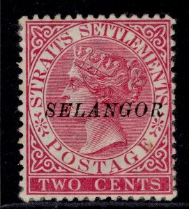 MALAYSIA - Selangor QV SG43, 2c bright rose, UNUSED. Cat £400.