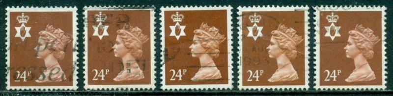 GREAT BRITAIN N. IRELAND SG-NI58, SCOTT # NIMH-45, USED, 5 STAMPS, GREAT PRICE!