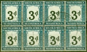 South Africa 1932 3d Black & Prussian Blue SGD27 V.F.U Block of 8