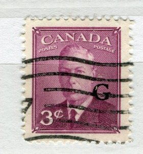 CANADA; 1950s early GVI Official ' G ' Optd. fine used 3c. value