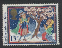 Great Britain SG 1342 -  Used with blue stars showing on reverse - Christmas 