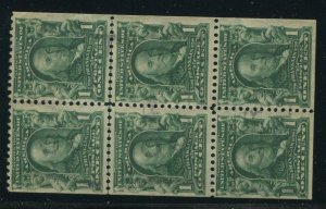 300b Franklin RARE Used Booklet Pane of 6 Stamps with APS Cert HZ54