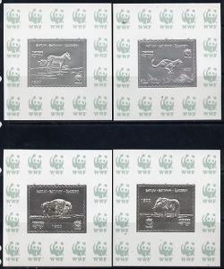 Batum 1994 WWF Animals set of 4 s/sheets in silver foil