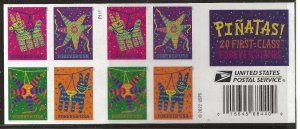 US Scott #5812-15, Plate #P1111 Booklet Pane 2023 Pinatas VF MNH