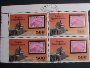 CENTRAL AFRICA STAMP-1977 BEAUTIFUL  BERLIN STAMP-ON STAMP  CTO BLOCK OF FOUR