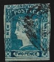 New South Wales #15 - Note part of adjacent stamp at bottom - Pretty!! CV $120