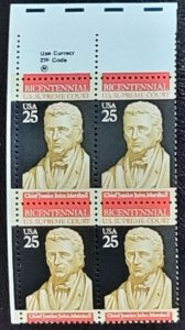 US Scott # 2415; 25c Supreme Crt, block of 4 from 1989; MNH, og; VF/XF centering