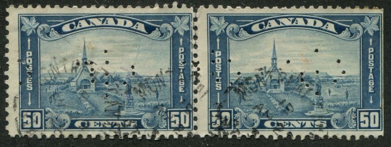 Canada #176 Used Pair Perfin C19