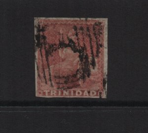 Trinidad 1853 SG7 1d Brownish Red, imperf, no watermark - used