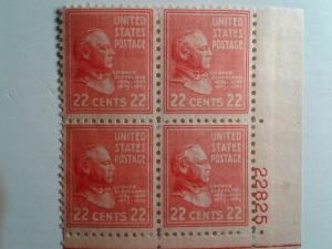 SCOTT # 827 PLATE BLOCK MINT NEVER HINGED GEM  !! 1938