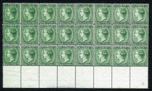 St Vincent SG47a 1/2d DEEP GREEN Wmk Crown CA Marginal Block of 24 U/M STUNNING