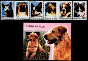 Benin MNH Year 2000 Dogs 6 stamps+Souvenir sheet