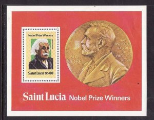 St Lucia-Sc#530-unused NH sheet-Nobel Prize Winners-Albert Schweitzer-1980-