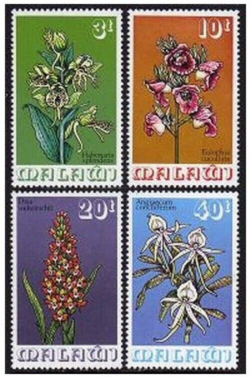 Malawi 255-258, 258a sheet, MNH. Michel 246-249, Bl.40. Orchids 1975. Habenaria.