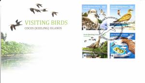 Cocos (Keeling) Islands 2015 FDC Set of 4 Visiting Birds - World Wildlife Fund