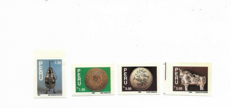 PERU 1994 ART, ARCHAEOLOGY SET OF FOUR  SELF ADHESIVE  Sc 1079/82 Mi 1511/4 MINT