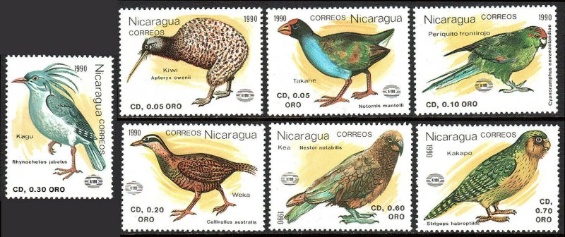 Nicaragua 1813-1819, MNH. Birds, 1990