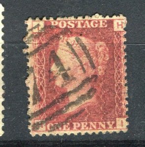 BRITAIN; 1850s early classic QV Penny Red issue fine used POSTMARK value