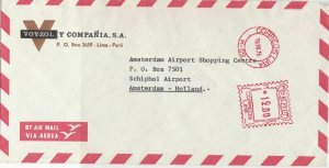Peru 1976 Airmail Voyzol Co.Slogan Lima Cancel Meter Mail Stamps Cover Ref 29324 