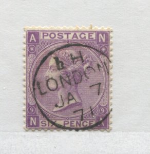 1867 6d Plate 9 NA  struck by a choice London 1871 CDS