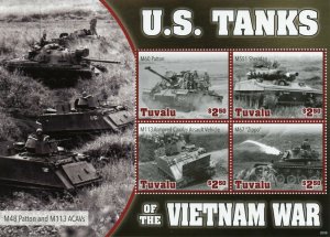 Tuvalu Military Stamps 2020 MNH Vietnam War US Tanks M60 Patton 4v M/S II