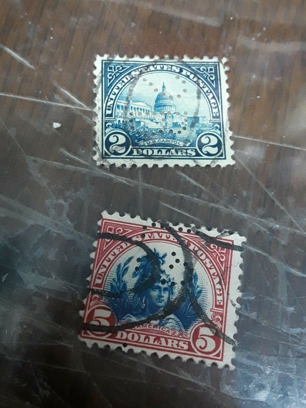 1922 Regular Issue $2,$5 Perf Ins Used