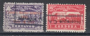 Nicaragua Sc C42, C46 used. 1932 Air Post with red Surcharges, F-VF