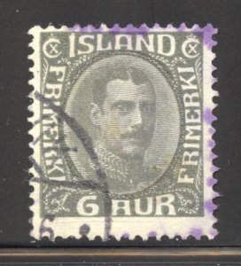 Iceland Scott 176 UH - 1931 6a King Christian X Redrawn - SCV $5.00