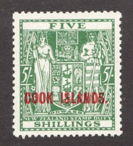 1936 Cook Islands Sc #104 - Five Shillings, Coat of Arms - KGV - MNH Cv$52.50