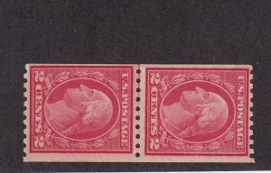 487 Line pair VF mint never hinged with nice color cv $ 275 ! see pic !