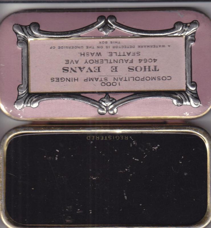 Circa 1930's Stamp Hinge Tin W/Watermark Tray, See Remark (S12233)