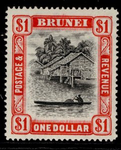 BRUNEI GVI SG90, $1 black & scarlet, M MINT. Cat £19.