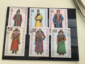 Mongolia national costume cancelled stamps Ref 50080