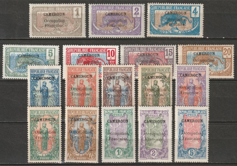 Cameroun 1916 Sc 130-46 Yt 67-83 complete set MNH**/MH*/MNG(*)