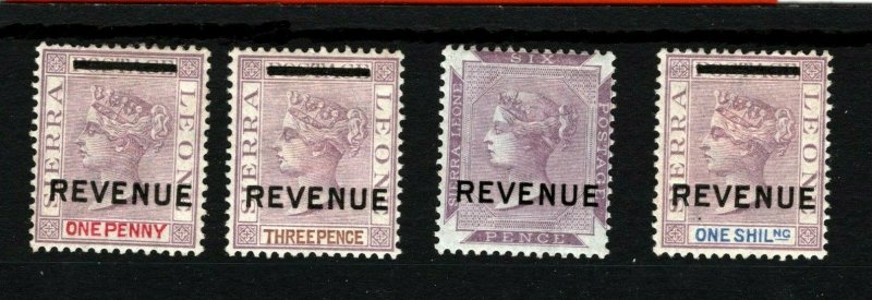SIERRA LEONE QV Revenues Overprints 1884 Set{4} Mounted Mint MM {samwells}SS3394