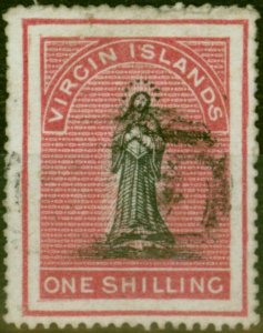 Virgin Islands 1868 1s Black & Rose-Carmine SG21a 'Long Tailed S' V.F.U