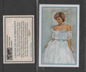 TOGO #1802 1997 PRINCESS DIANA MINT VF NH O.G S/S W/CERT. aa