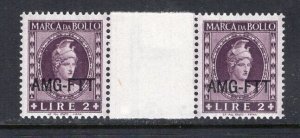 Trieste AMG-FTT Fiscal Revenue Marca Da Bollo 2L Gutter Pair MNH