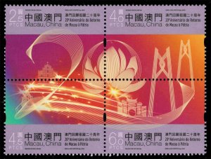 Macao #1584 Return to China Block of 4; MNH