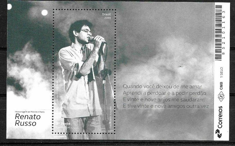 BRAZIL BRASIL 2019 MUSIC,POPULAR SINGER RENATO RUSSO MNH