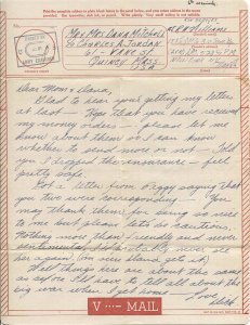 WWII Unprocessed V-MAIL (Permit No. 62) from APO 509, Europe, Africa