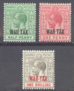 Bahamas Sc# MR6-MR8 MH 1918 War Tax Overprints