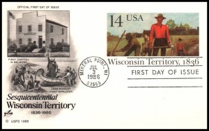US UX113 Wisconsin Territory Artcraft Postal Card U/A FDC