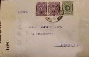 O) PERU, CENSORSHIP, GENERAL SAN MARTIN, CHRISTOPHER COLUMBUS, CIRCULATED TO