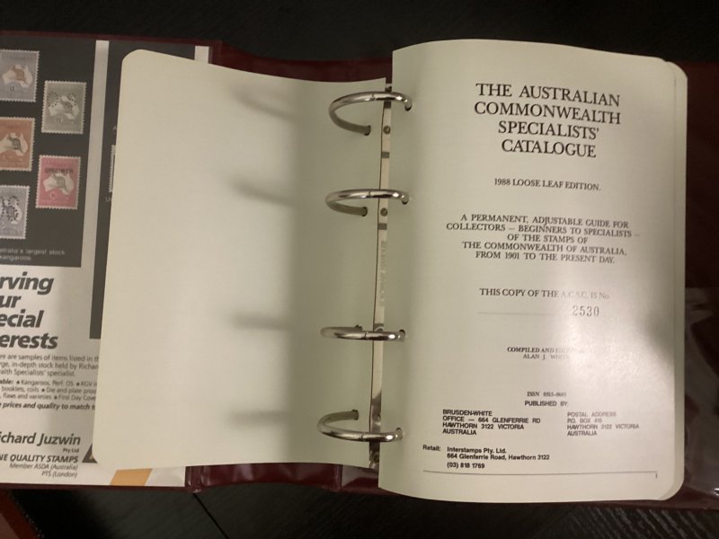 BOOK Australian Commonwealth Specialists Catalog, #2530 1988 Brusden-White