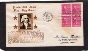 808 James Madison, FDC blk/4 Crosby addressed